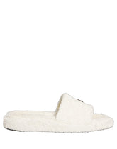 Dolce & Gabbana White Faux Fur Flats Men Slides Sandals Shoes