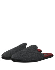 Dolce & Gabbana Black Floral Brocade Slides Slippers Shoes