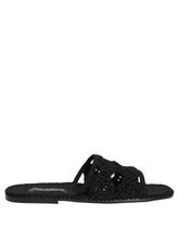 Dolce & Gabbana Black Fabric Woven Slides Sandals Flats Shoes
