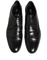 Dolce & Gabbana Black Leather Men Derby Dress Formal Shoes