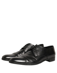 Dolce & Gabbana Black Leather Men Derby Dress Formal Shoes