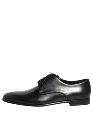 Dolce & Gabbana Black Leather Men Derby Dress Formal Shoes