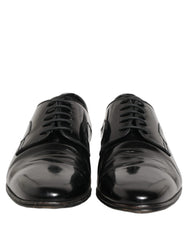 Dolce & Gabbana Black Leather Men Derby Dress Formal Shoes