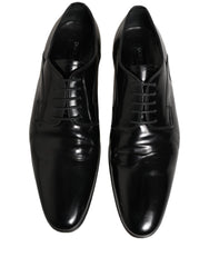 Dolce & Gabbana Black Leather Men Derby Dress Formal Shoes