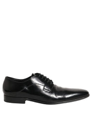Dolce & Gabbana Black Leather Men Derby Dress Formal Shoes