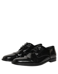 Dolce & Gabbana Black Leather Men Derby Dress Formal Shoes