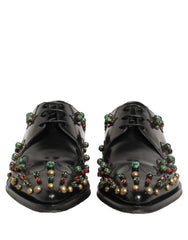 Dolce & Gabbana Black Leather Derby Dress Studded Formal Shoes