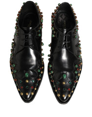 Dolce & Gabbana Black Leather Derby Dress Studded Formal Shoes