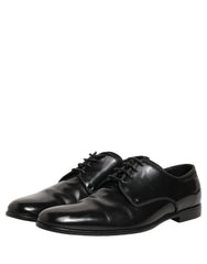 Dolce & Gabbana Black Leather Men Derby Dress Formal Shoes