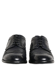 Dolce & Gabbana Blue Leather Derby Wingtip Formal Shoes