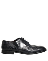 Dolce & Gabbana Blue Leather Derby Wingtip Formal Shoes