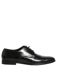Dolce & Gabbana Black Leather Men Derby Dress Formal Shoes