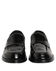 Dolce & Gabbana Black Leather Formal Men Dress Loafers Shoes