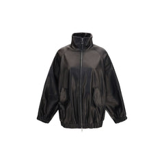 Brunello Cucinelli Black Lamb Ovis Aries Leather Jacket