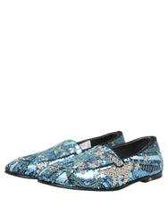 Dolce & Gabbana Multicolor Embroidered Sequin Loafers Shoes