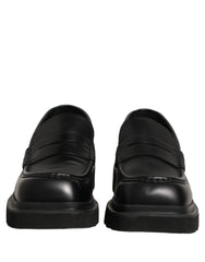 Dolce & Gabbana Black Calfskin Leather Men Dress Loafer Shoes