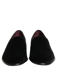 Dolce & Gabbana Black Velvet Loafers Formal Men Dress Shoes