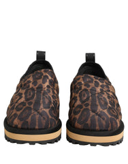Dolce & Gabbana Brown Leopard Print Quilted Men Sneakers Shoes