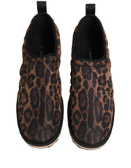 Dolce & Gabbana Brown Leopard Print Quilted Men Sneakers Shoes