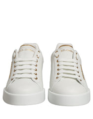 Dolce & Gabbana White Gold Embellished Low Top Sneakers Shoes