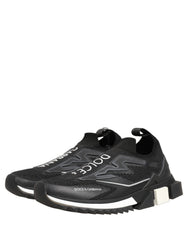 Dolce & Gabbana Black White Sorrento Slip-On Logo Sneakers Shoes