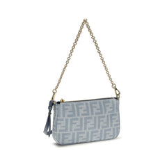 Fendi Blue Cotton Clutch Bag