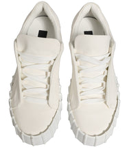 Dolce & Gabbana White Leather Low Top Lace Up Sneakers Shoes