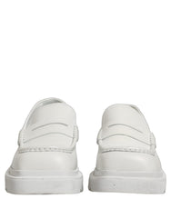 Dolce & Gabbana White Leather Chunky Sole Slip On Derby Shoes