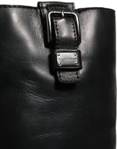 Dolce & Gabbana Black Leather Buckle Detail Mid Calf Boots Shoes