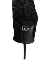 Dolce & Gabbana Black Taormina Lace Socks Boots Pumps Shoes