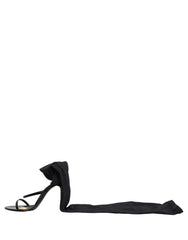 Dolce & Gabbana Stiletto Sandals Socks Knee High Boots Black
