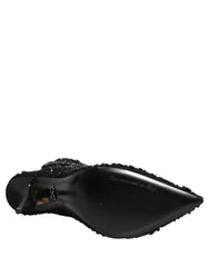 Dolce & Gabbana Black Embellished Mesh Ankle Boots Shoes