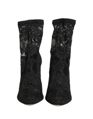 Dolce & Gabbana Black Socks Taormina Lace Pumps Boots Shoes