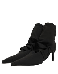 Dolce & Gabbana Black Stretch Socks Heels Ankle Boots Shoes