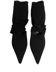 Dolce & Gabbana Black Stretch Socks Heels Ankle Boots Shoes