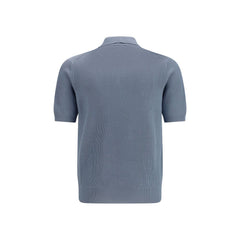 Brunello Cucinelli Blue Cotton Polo Shirt