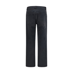 The Row Black Cotton Straight-Leg Jeans