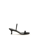 The Row Black Calf Leather Bos Taurus Strap-On Sandals
