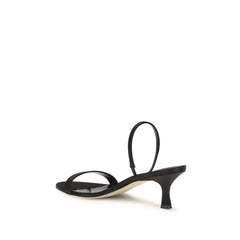 The Row Black Calf Leather Bos Taurus Strap-On Sandals