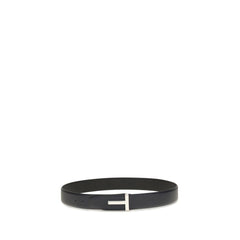 Tom Ford Black Calf Leather Bos Taurus Belt