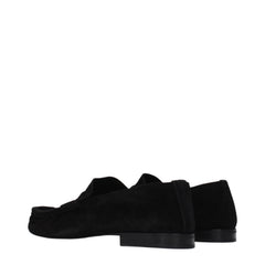 The Row Black Leather Slip-On Loafers