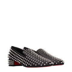 Christian Louboutin Black Leather Slip-On Loafers