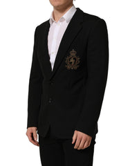 Dolce & Gabbana Black Logo Crest SingleBreasted Coat Blazer