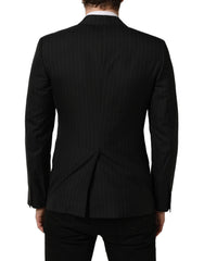 Dolce & Gabbana Dark Gray Stripes Wool Single Breasted Blazer