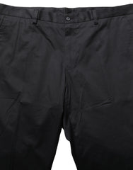 Dolce & Gabbana Black Cotton Tapered Leg Dress Trouser Pants