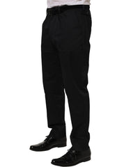 Dolce & Gabbana Black Cotton Tapered Leg Dress Trouser Pants