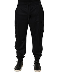 Dolce & Gabbana Black Mid Waist Cargo Jogger Sweatpants Pants