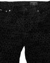Dolce & Gabbana Black Logo Monogram Cotton Slim Denim Jeans