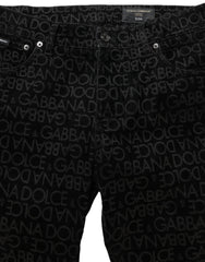 Dolce & Gabbana Black Logo Monogram Cotton Slim Denim Jeans