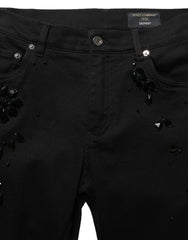Dolce & Gabbana Black Embellished Cotton Skinny Denim Jeans